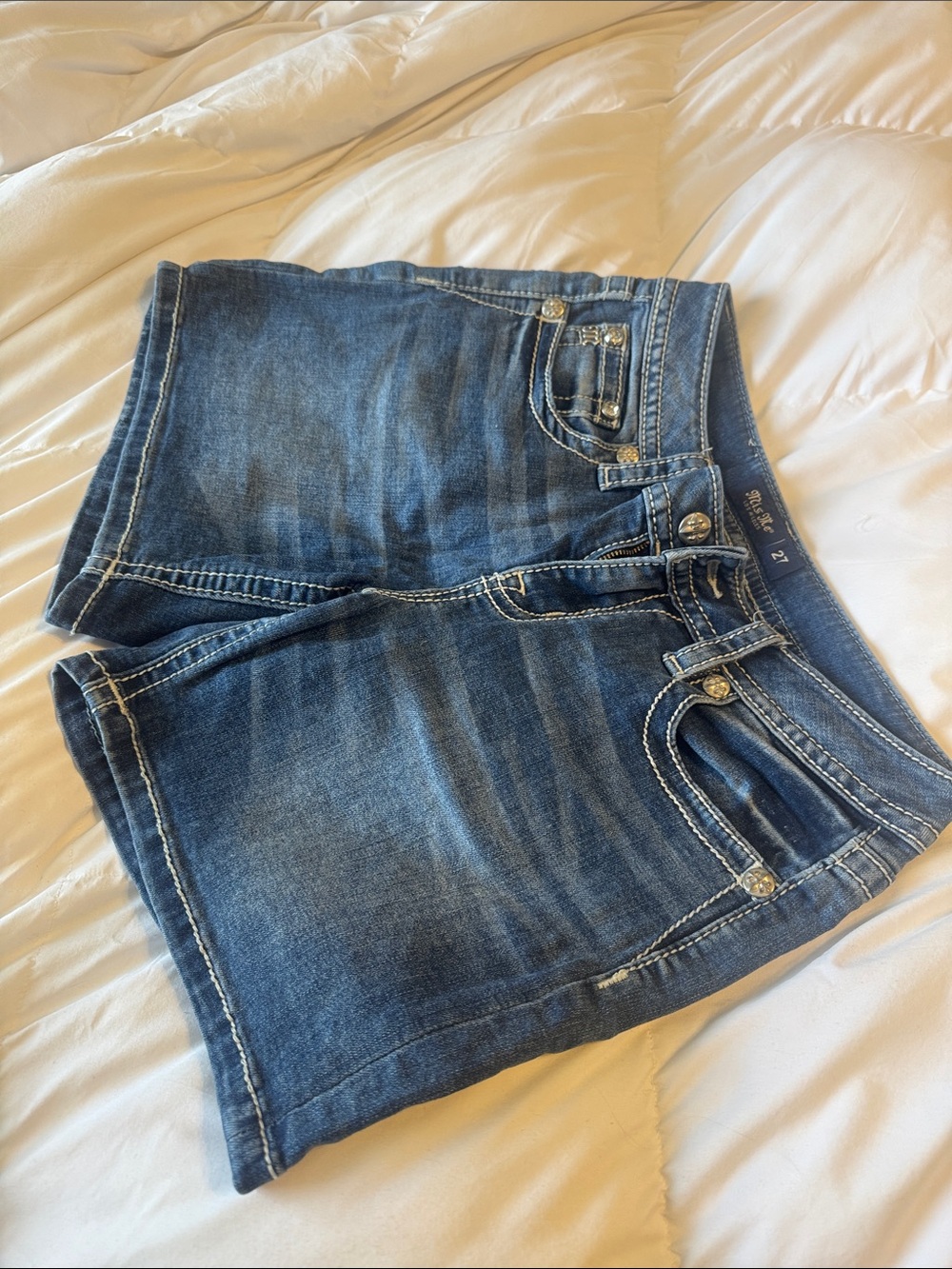 Miss Me Dark Blue Denim Jean Shorts